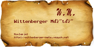 Wittenberger Máté névjegykártya